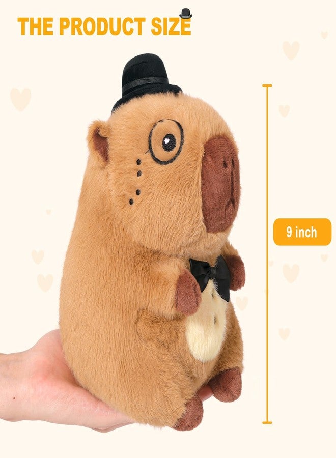 Ditucu Original Gentleman Capybara Plush with Bowler Hat 9 inch Cute Capibara Stuffed Animal Soft Plushies Toys Gifts for Kids Brown - Image 3